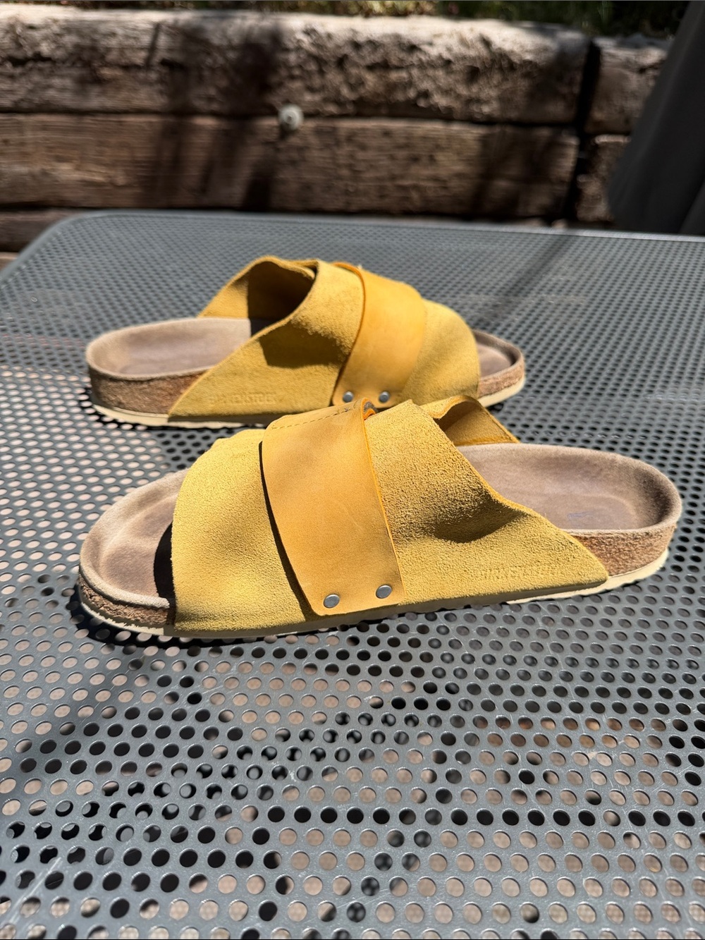 Birkenstock Yellow Kyoto Soft Footbed Slides - 42 Narrow - Picture 7 of 9